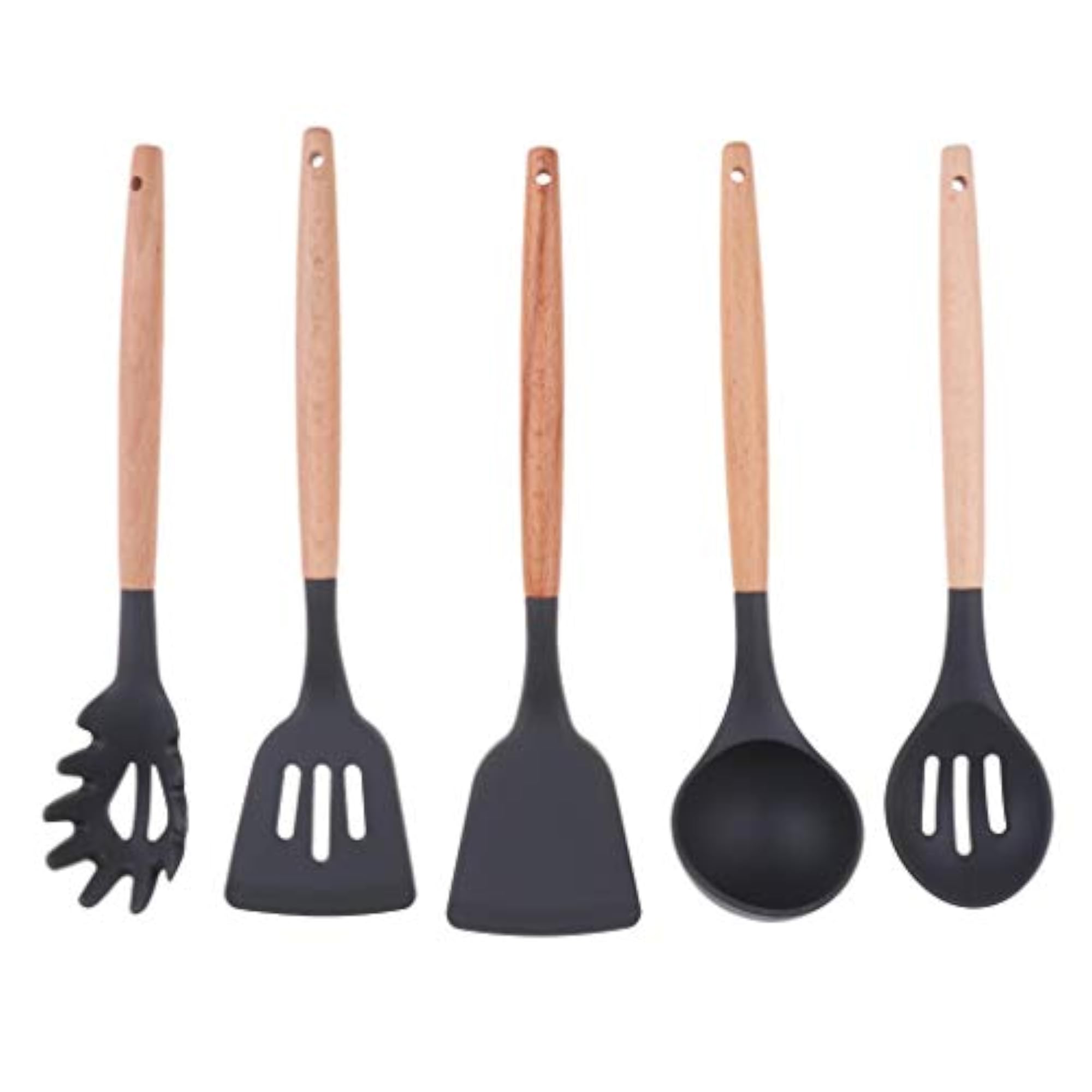 Outdoor Camping Kitchen Utensil Set Silicone Cooking Tool with Wood Handle